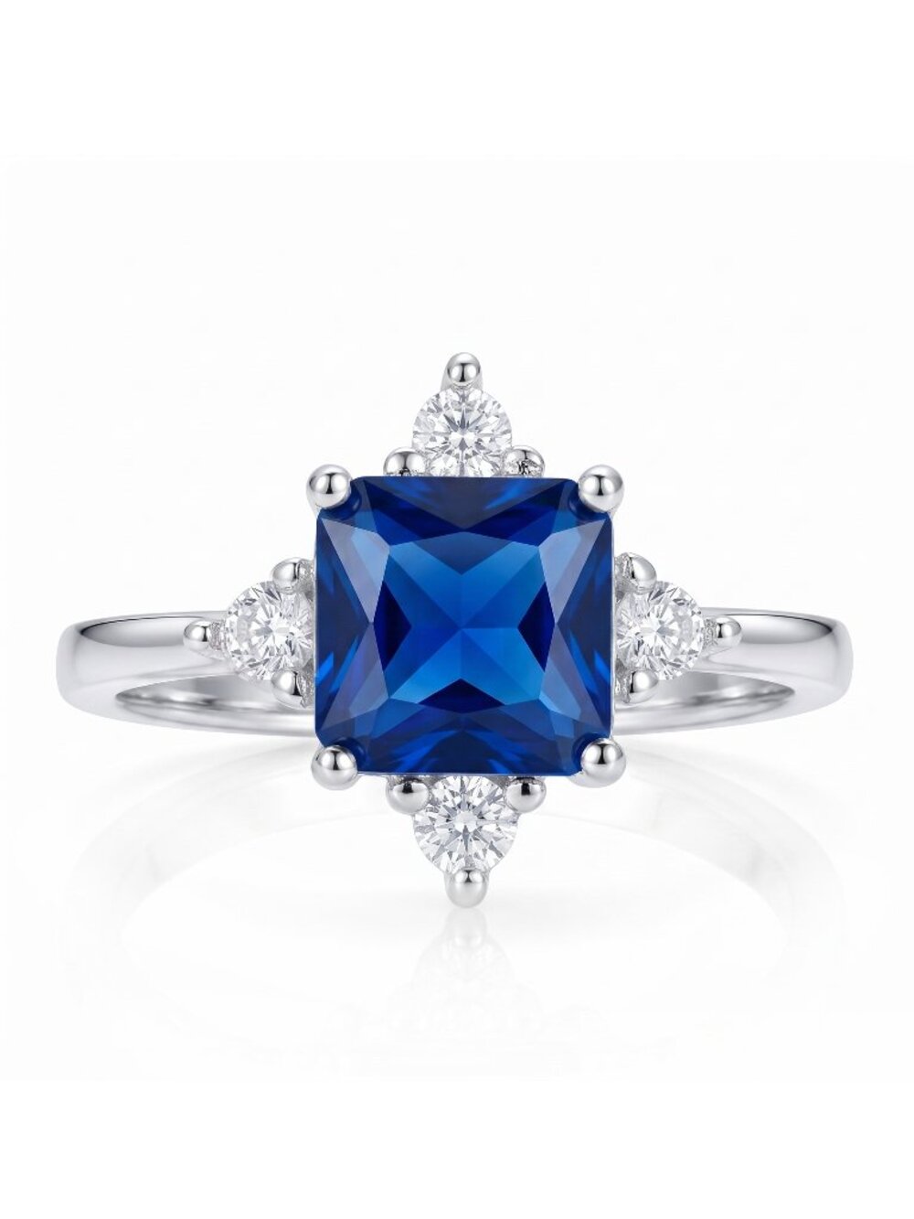 Blue Sapphire Gemstone ring, size 7, 925 Sterling Silver Charmed Aroma